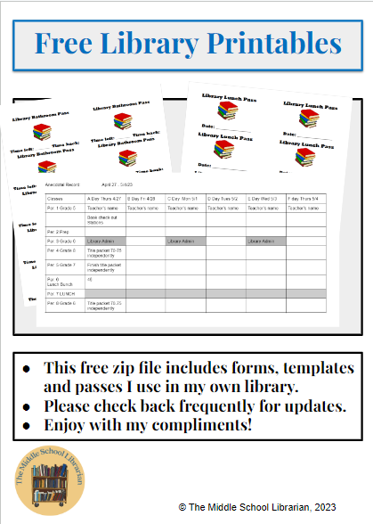 Free School Library Organization and Management Printables